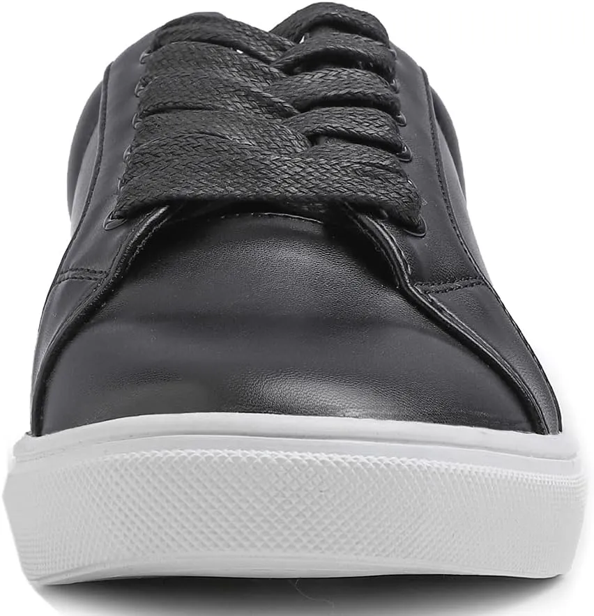 FEVERSOLE Women's Featured PU Leather Colorful Lace Up Sneaker