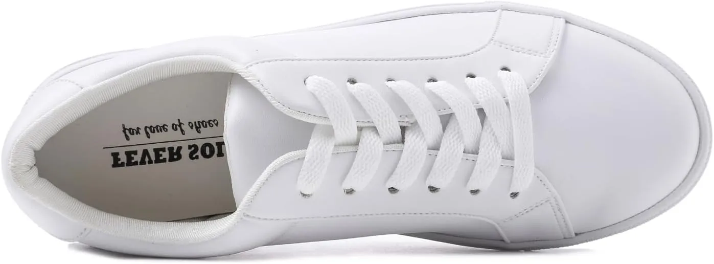 FEVERSOLE Women's Featured PU Leather Colorful Lace Up Sneaker