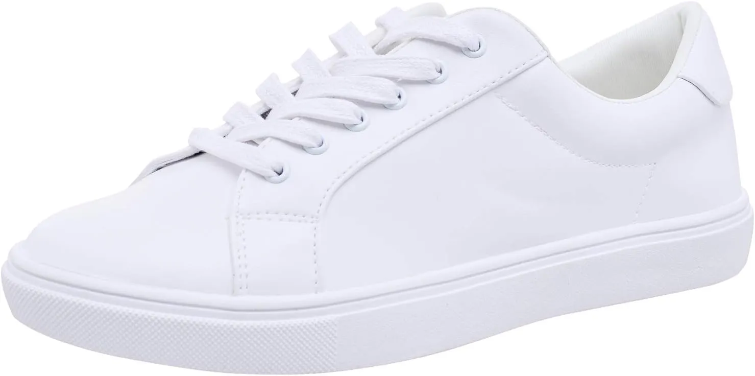 FEVERSOLE Women's Featured PU Leather Colorful Lace Up Sneaker