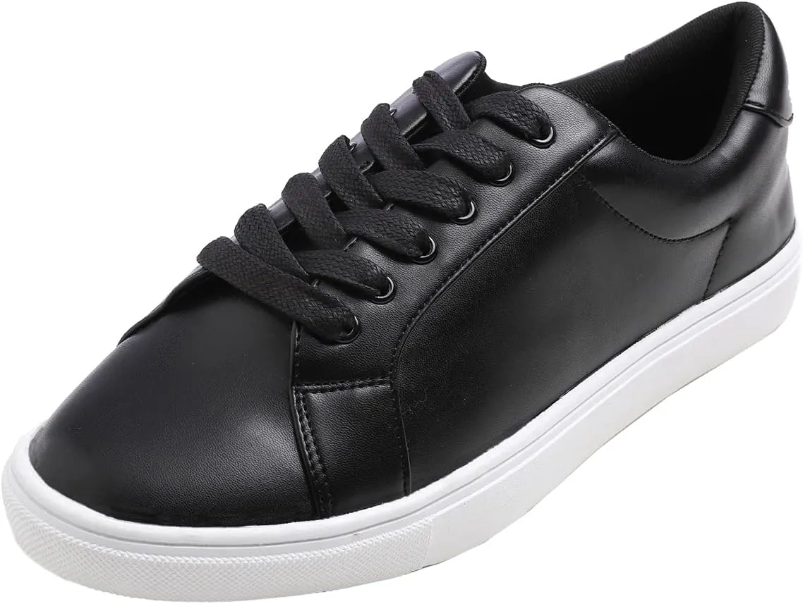 FEVERSOLE Women's Featured PU Leather Colorful Lace Up Sneaker