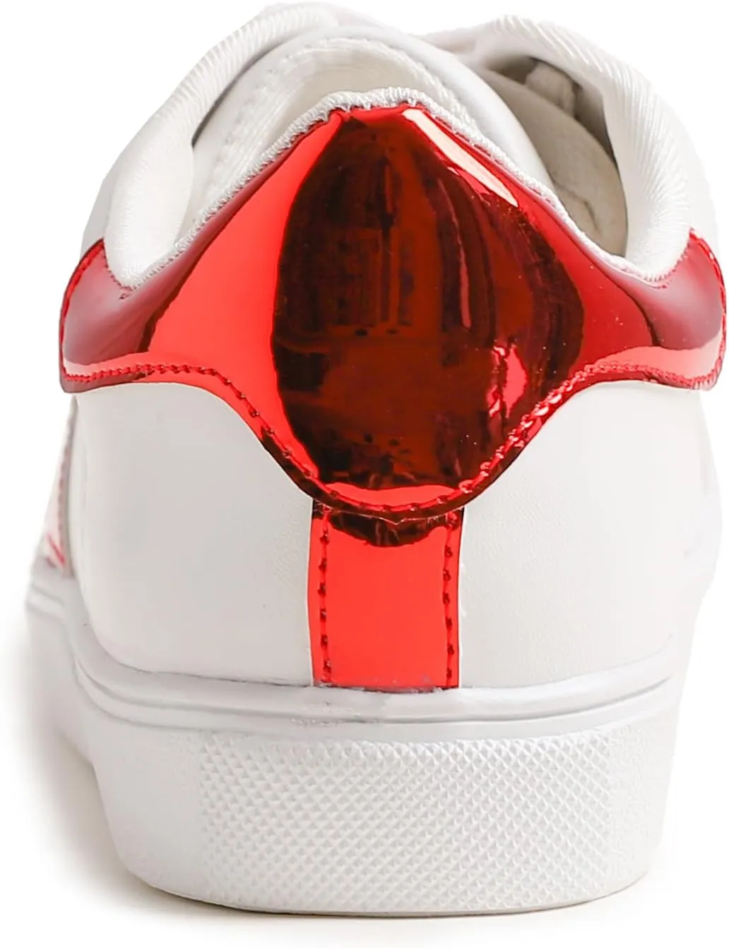 FEVERSOLE Women's Featured PU Leather Colorful Lace Up Sneaker