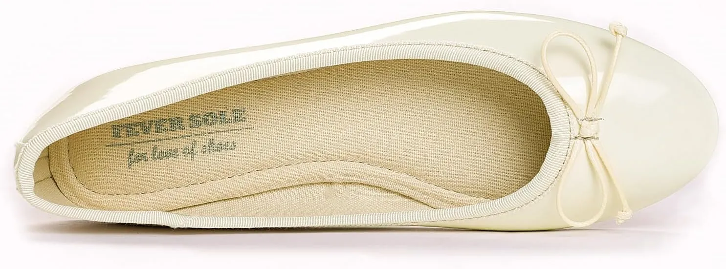 FEVERSOLE Women's Macaroon Colorful Memory Foam Cushion Insock Patent Ballet Flat