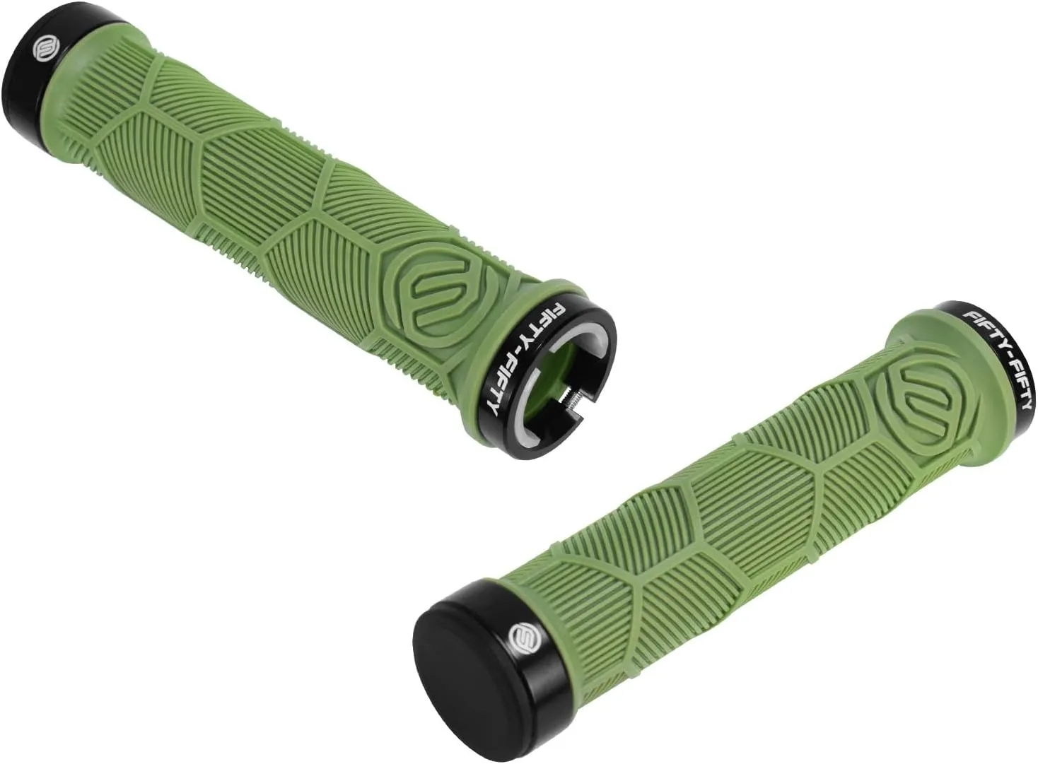 FIFTY-FIFTY Double Lock-On Mountain Bike Grips, Bicycle Handlebar Locking Grips, Non-Slip MTB Handle