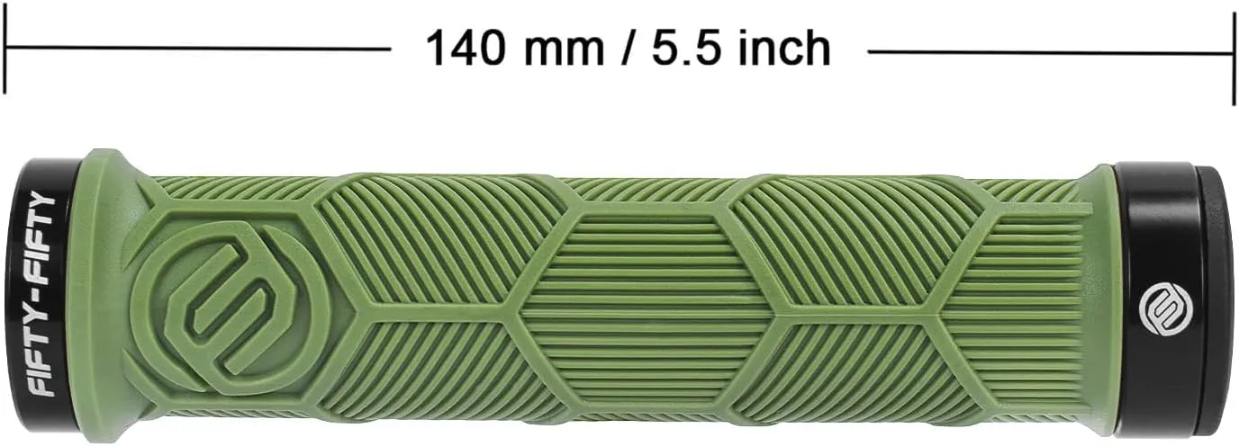 FIFTY-FIFTY Double Lock-On Mountain Bike Grips, Bicycle Handlebar Locking Grips, Non-Slip MTB Handle