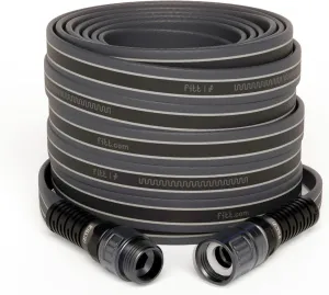 FITT Force Pro Water Hose, Lightweight Ultra Flexible Durable Kink-Free Heavy-Duty Commercial Grade Flat Garden Hose, Grey and Blue, 50-Feet x 5/8-Inch