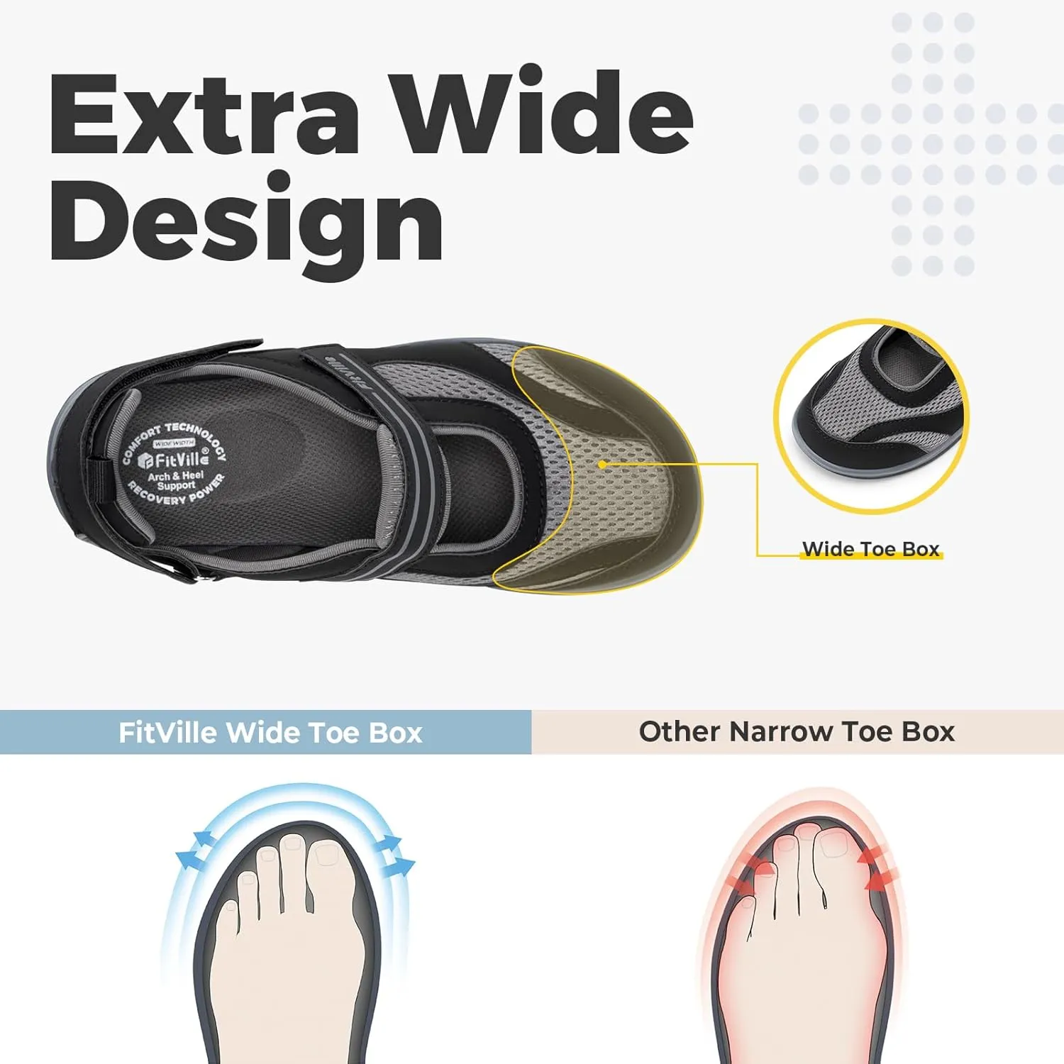 FitVille Women's Diabetic Shoes Extra Wide Width Diabetic Sandals for Women, Diabetic Walking Shoes Adjustable Closure Arch Support Orthopedic Shoes for Swollen Feet Plantar Fasciitis