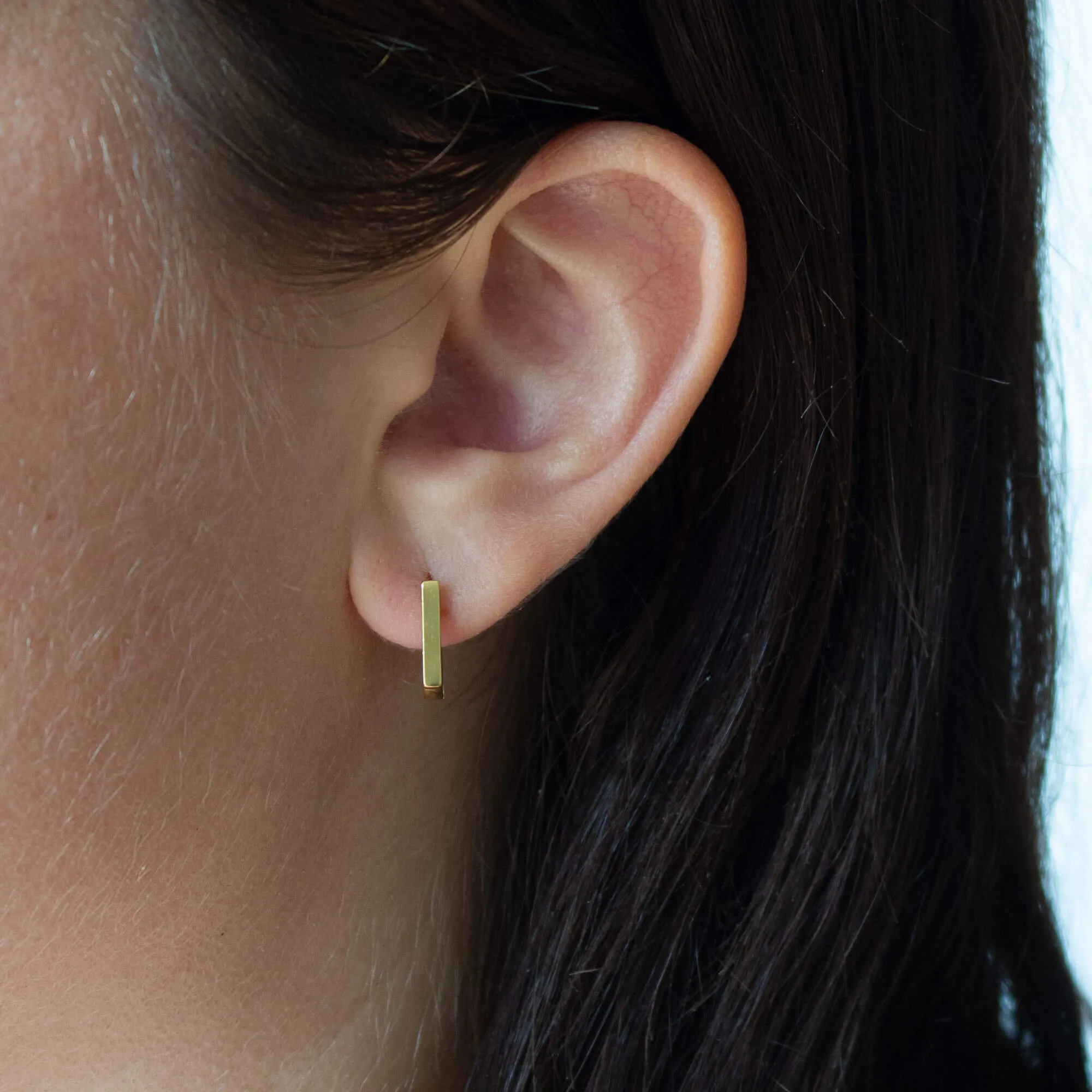 Flat Bar Huggie Hoops