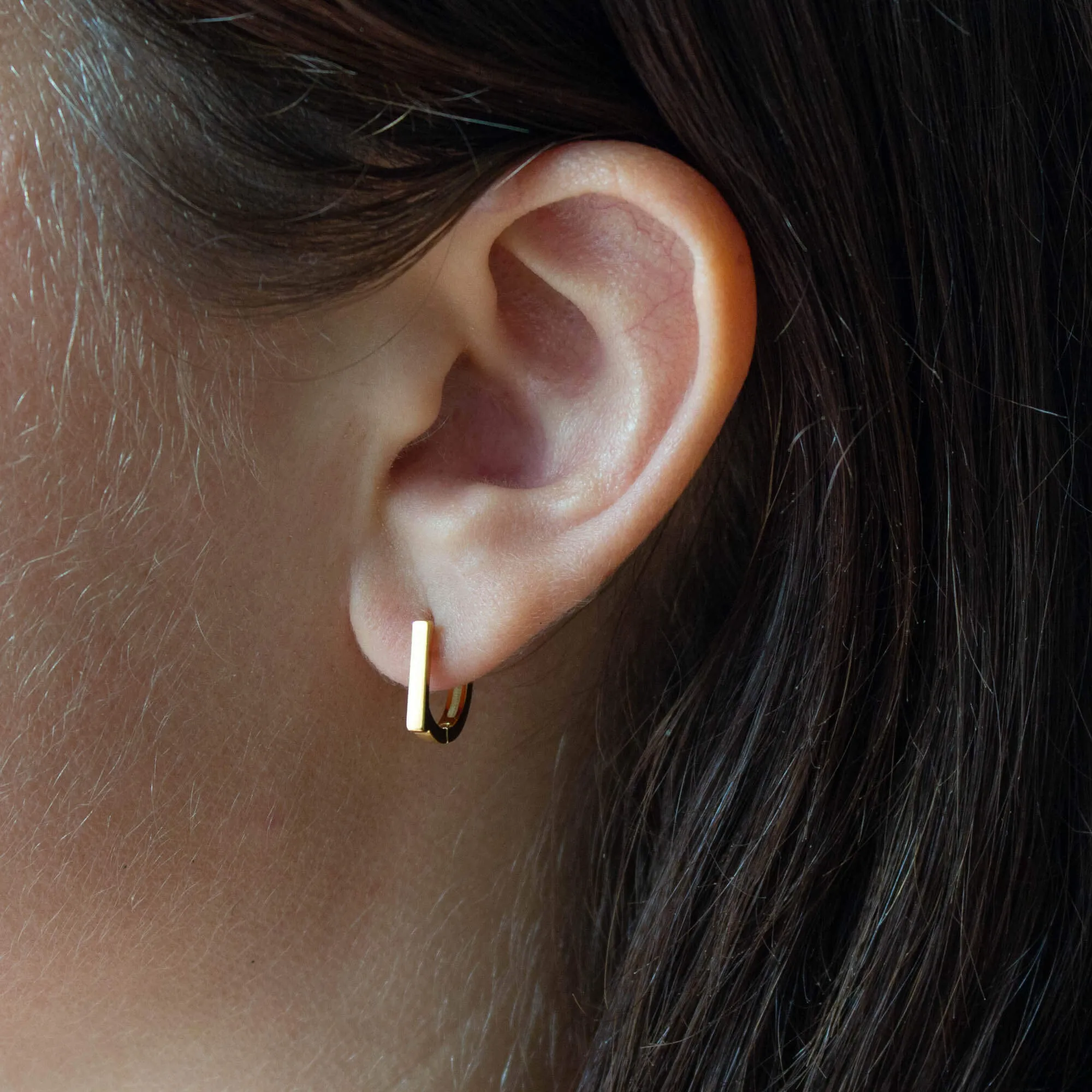 Flat Bar Huggie Hoops