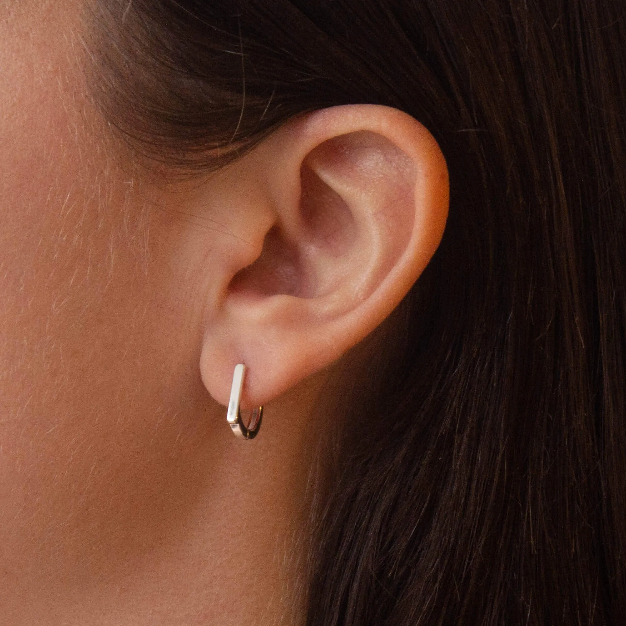 Flat Bar Huggie Hoops