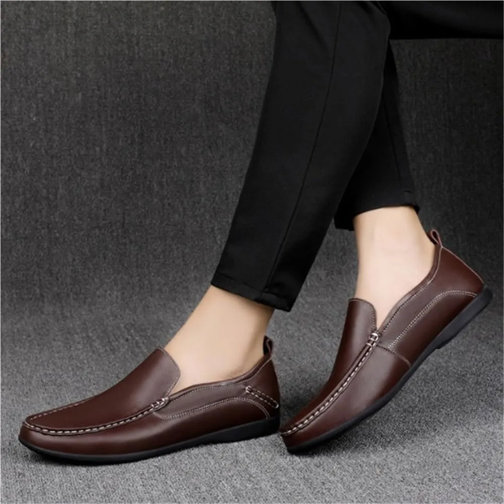 Flat Heel Anti-Slip Comfortable Fashion Prom Slip-ons Men's Loafers Round Toe Solid Color Loafer Shoes