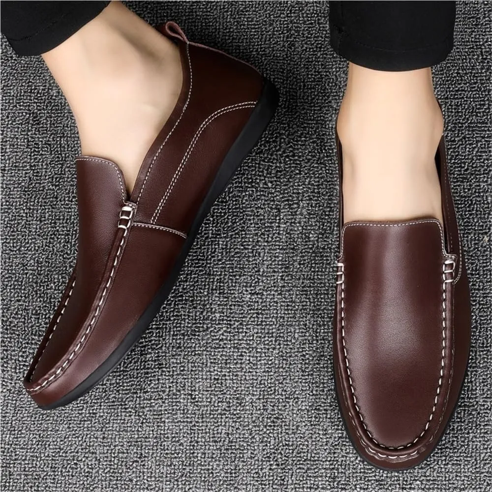Flat Heel Anti-Slip Comfortable Fashion Prom Slip-ons Men's Loafers Round Toe Solid Color Loafer Shoes