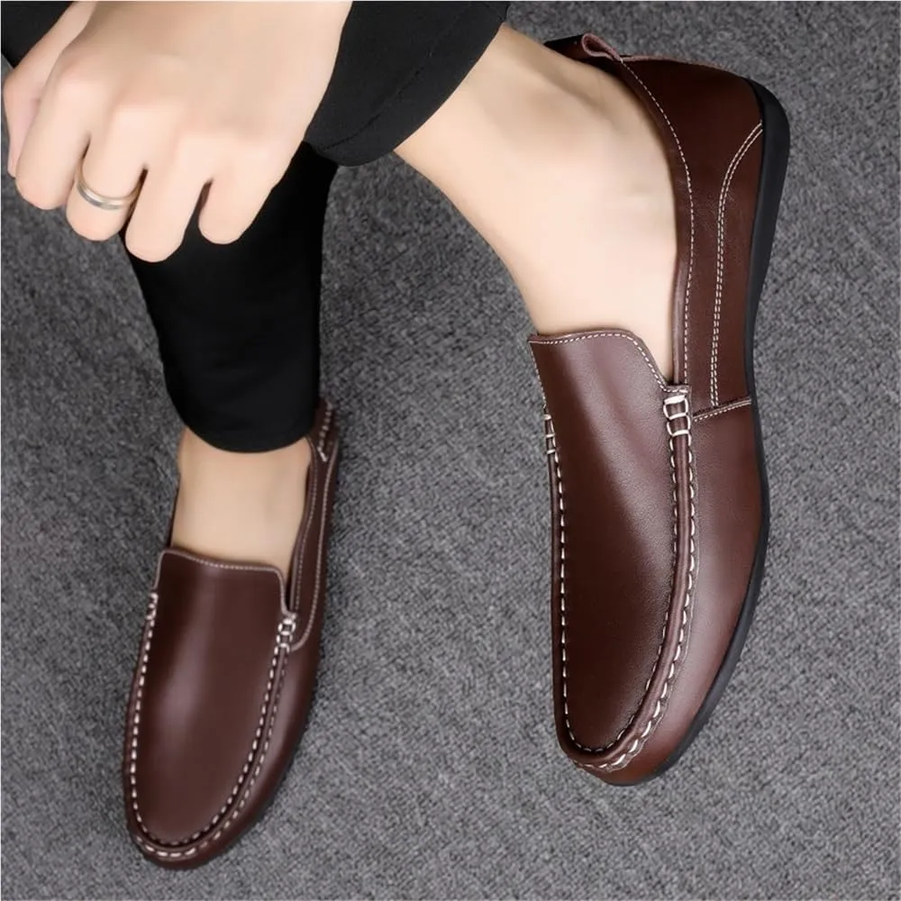 Flat Heel Anti-Slip Comfortable Fashion Prom Slip-ons Men's Loafers Round Toe Solid Color Loafer Shoes