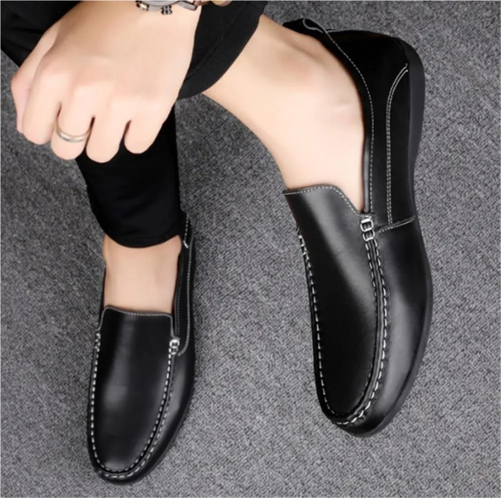Flat Heel Anti-Slip Comfortable Fashion Prom Slip-ons Men's Loafers Round Toe Solid Color Loafer Shoes