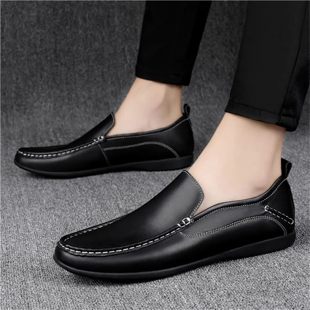 Flat Heel Anti-Slip Comfortable Fashion Prom Slip-ons Men's Loafers Round Toe Solid Color Loafer Shoes