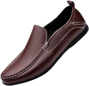 Flat Heel Anti-Slip Comfortable Fashion Prom Slip-ons Men's Loafers Round Toe Solid Color Loafer Shoes