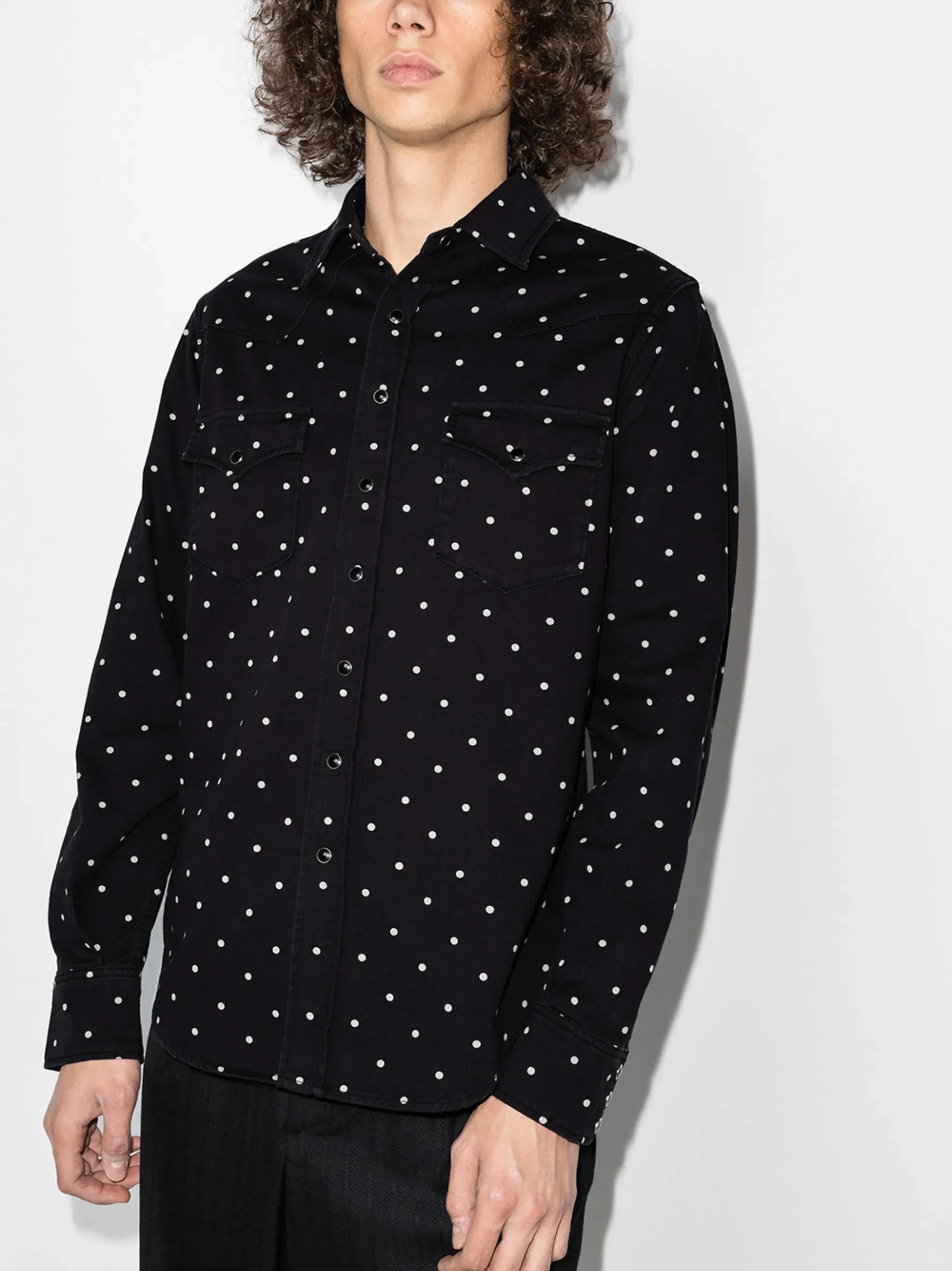 Flexible dot Western shirt polka Flat-rate discount