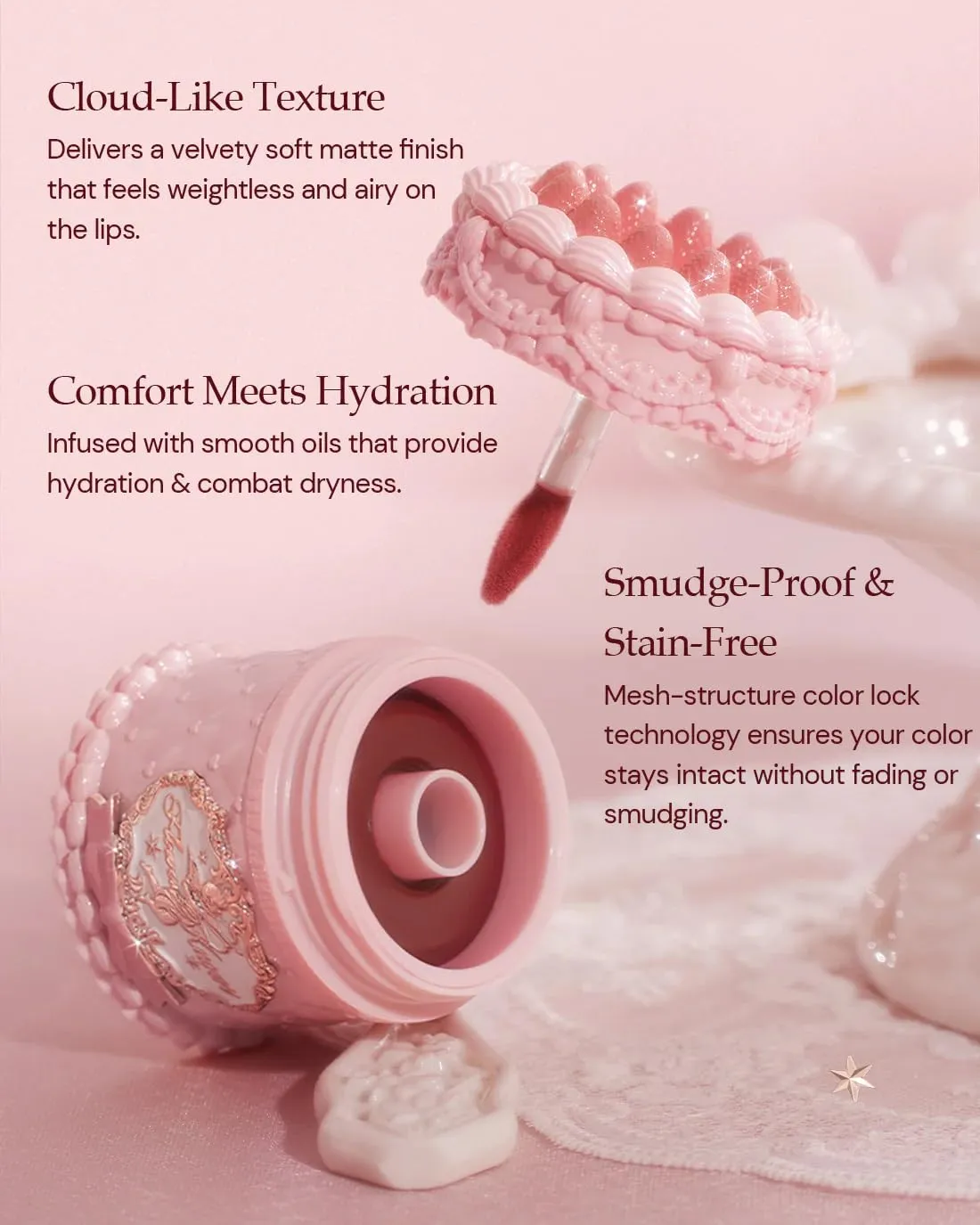 Flower Knows Strawberry Cupid Cake Lip Cream,Velvety-Smooth Matte Liquid Lipstick,Hydrating,Smudge-proof & Stain-Free Lip Stain for Girls & Women (V05 Pineberry,0.17 Fl Oz)