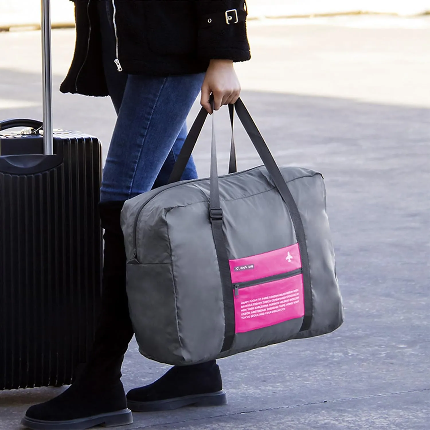 Foldable Travel Duffel Bag Sports Gym Tote Water Resistant Carry on Luggage bag Weekender Overnight Bag
