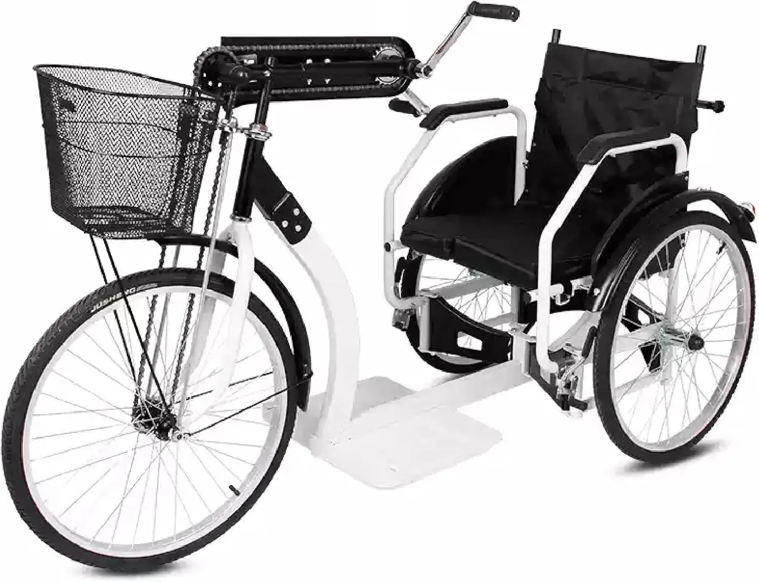 Folding Hand-Cranked Tricycle Wheelchair for Adults/Seniors/Disabled Rehab Trike- 3-Wheel Bike with Basket, 18in Seat, 440LBS Capacity, Three-Wheeled Bicycles Cruise Trike