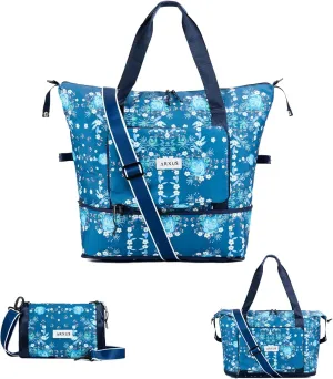 Folding Travel Bag Carry on Bags for Airplanes with Detachable Adjustable Shoulder Strap Light Weight Travel Duffle Bag for Women with Suitcase Sleeve 17x11x9 inch
