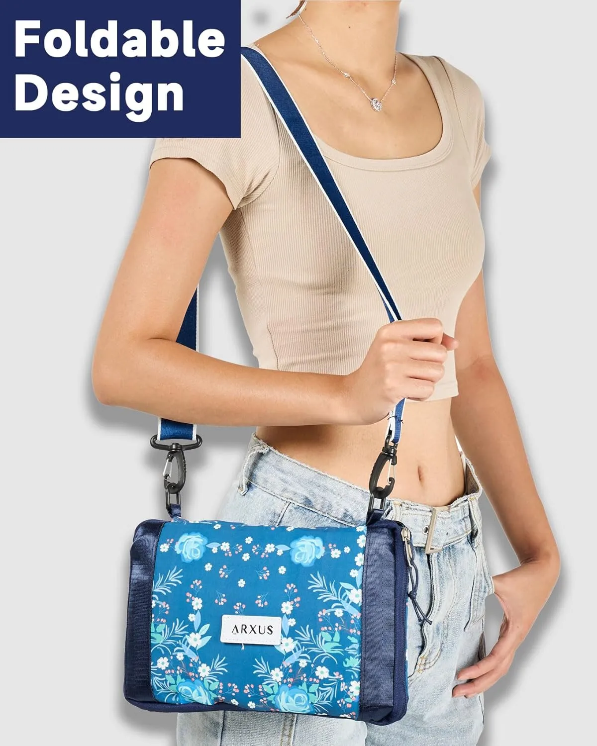 Folding Travel Bag Carry on Bags for Airplanes with Detachable Adjustable Shoulder Strap Light Weight Travel Duffle Bag for Women with Suitcase Sleeve 17x11x9 inch