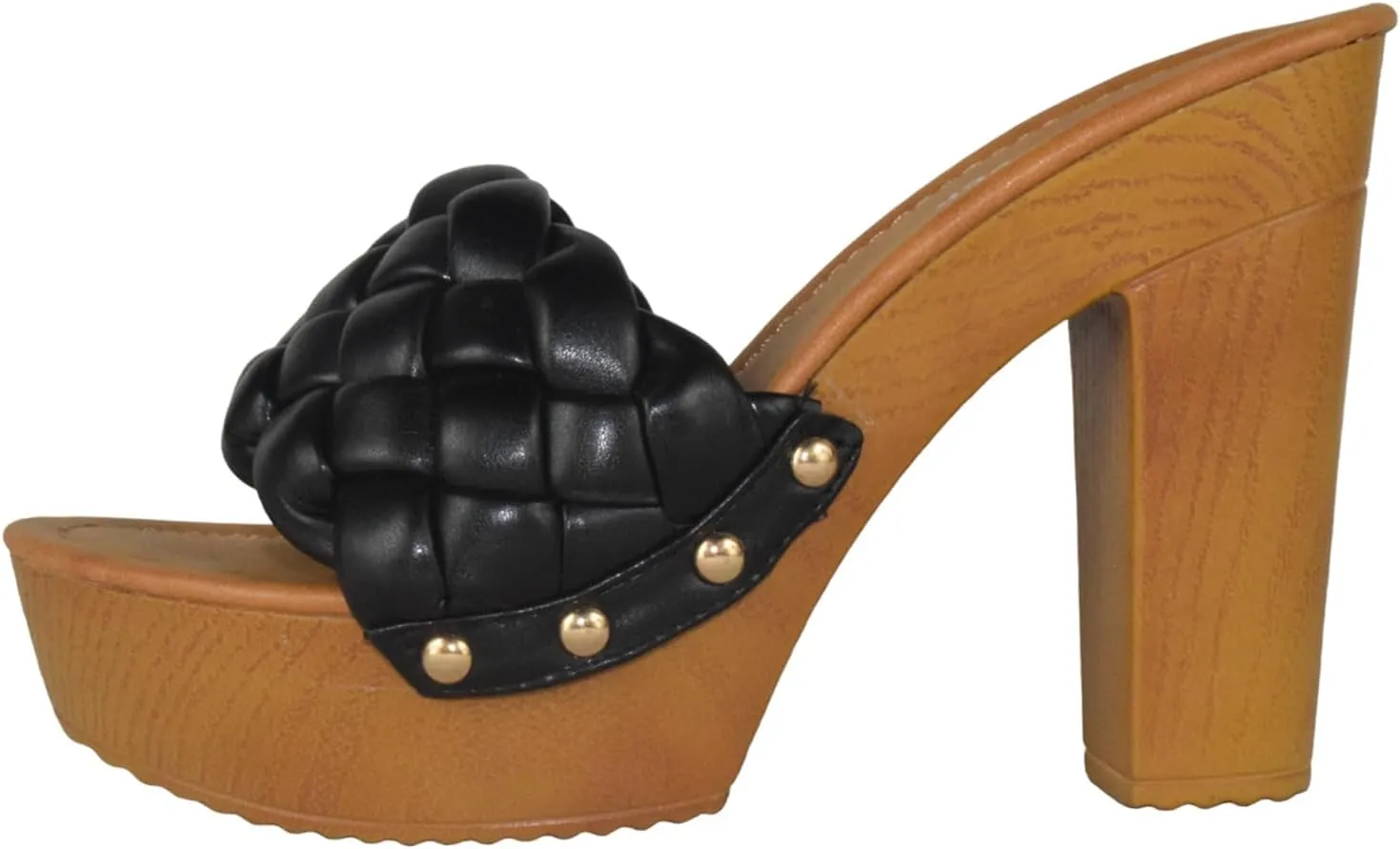 Forever Shoes Women Block High Heel Platform Sandals Braided Band Light Weight Slip On WOOD-06