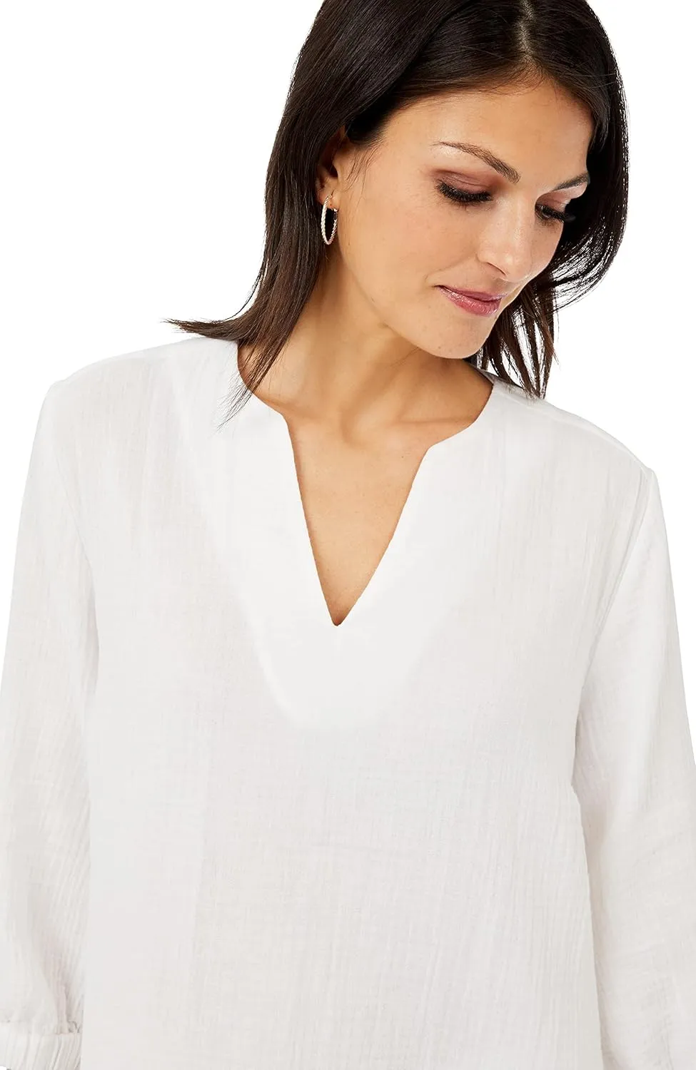 Foxcroft Women's Evie 3/4 Sleeve Gauze Blouse