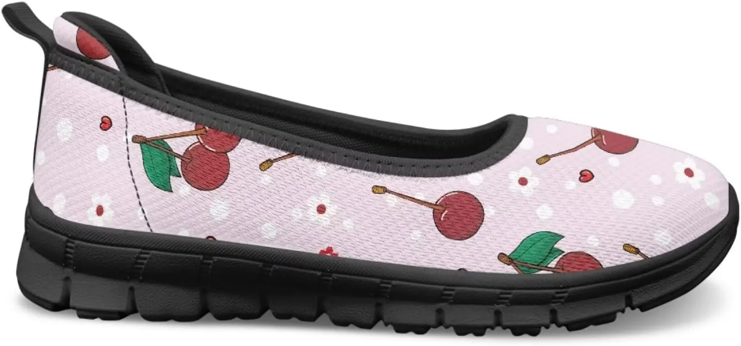 Fruit Print Shoes for Women Slip On Low Cut Loafer Flats Mesh Non Slip Indoor Outdoor Comfortable Shoes for Everyday Wear