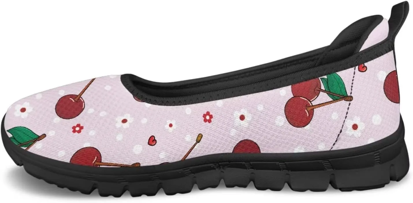 Fruit Print Shoes for Women Slip On Low Cut Loafer Flats Mesh Non Slip Indoor Outdoor Comfortable Shoes for Everyday Wear
