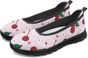 Fruit Print Shoes for Women Slip On Low Cut Loafer Flats Mesh Non Slip Indoor Outdoor Comfortable Shoes for Everyday Wear
