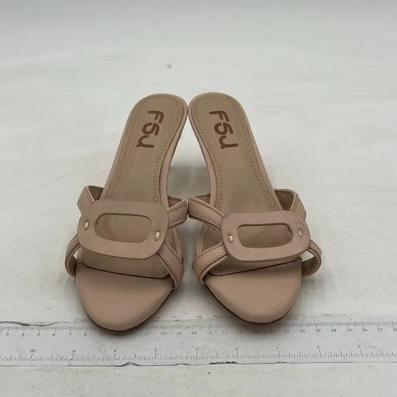 FSJ Women Cute Cutout Slip On Mules Summer Open Toe Kitten Low Heel Sandal