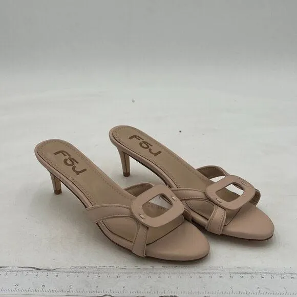 FSJ Women Cute Cutout Slip On Mules Summer Open Toe Kitten Low Heel Sandal