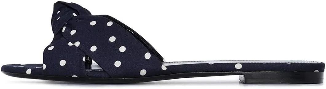 FSJ Women Leisure Faux Suede Bowtie Slides Sandal Open Toe Flat Slippers Vacation Lounge Shopping Shoes