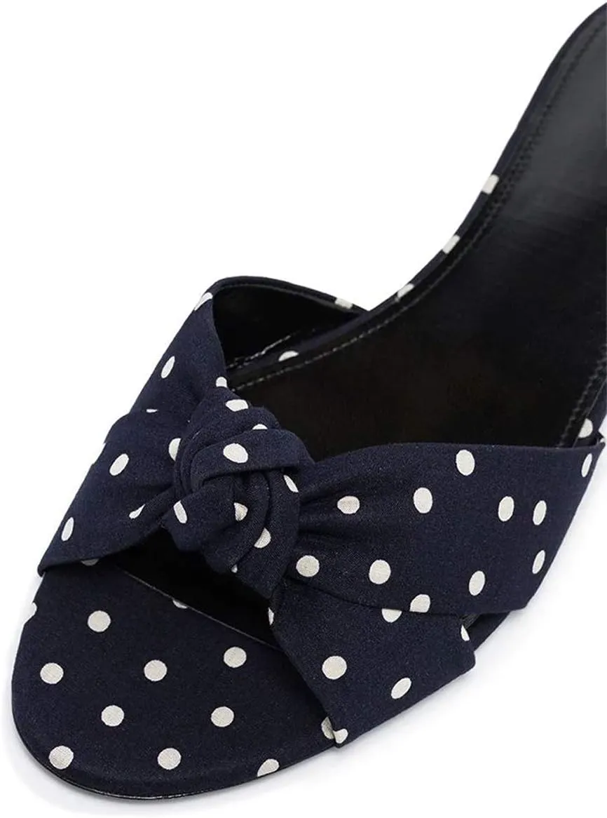 FSJ Women Leisure Faux Suede Bowtie Slides Sandal Open Toe Flat Slippers Vacation Lounge Shopping Shoes