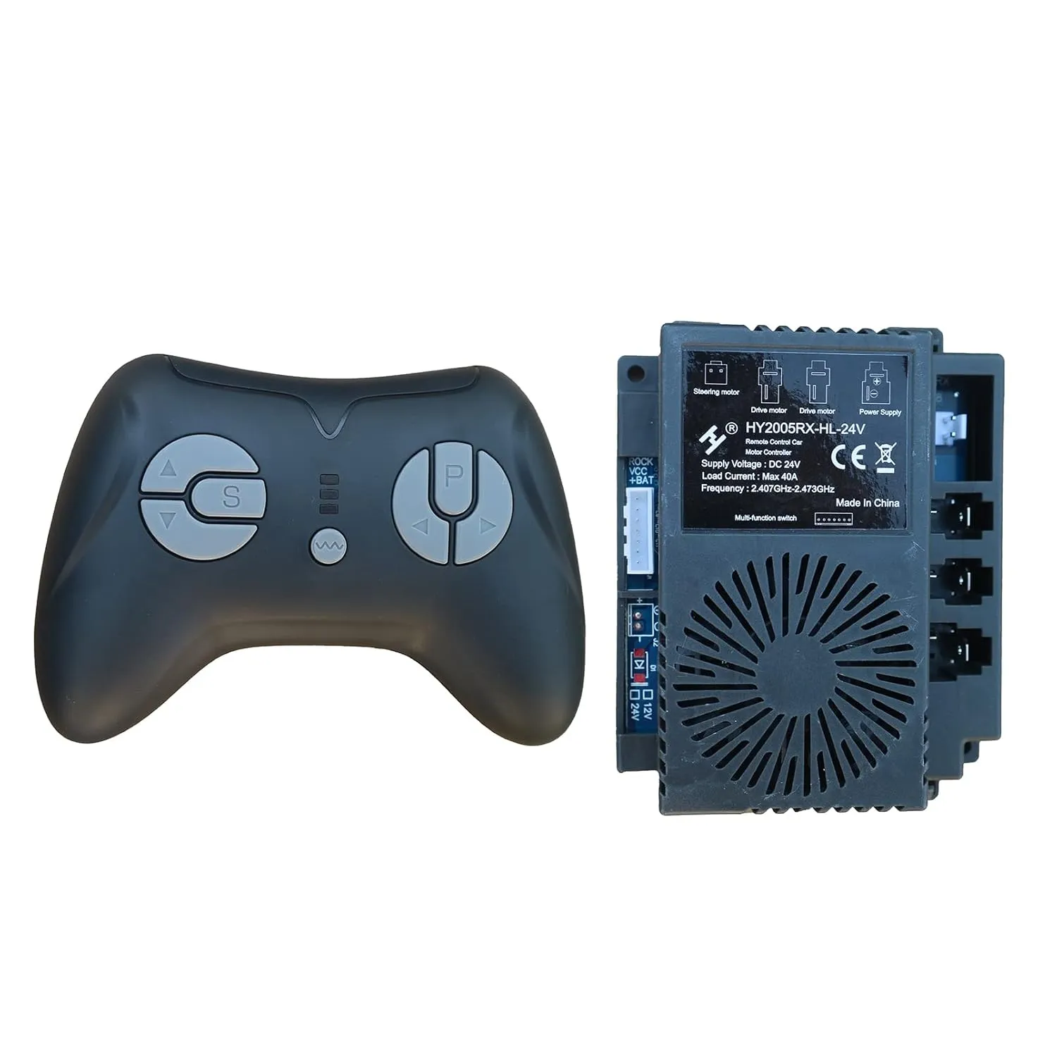 FULIHUAPOW HY2005RX-HL-24V 2.4G Black Remote Control and Receiver, for Kids Ride On Toys, 24V Control Box Motherboard Accessories Ride On Car Replacement Parts