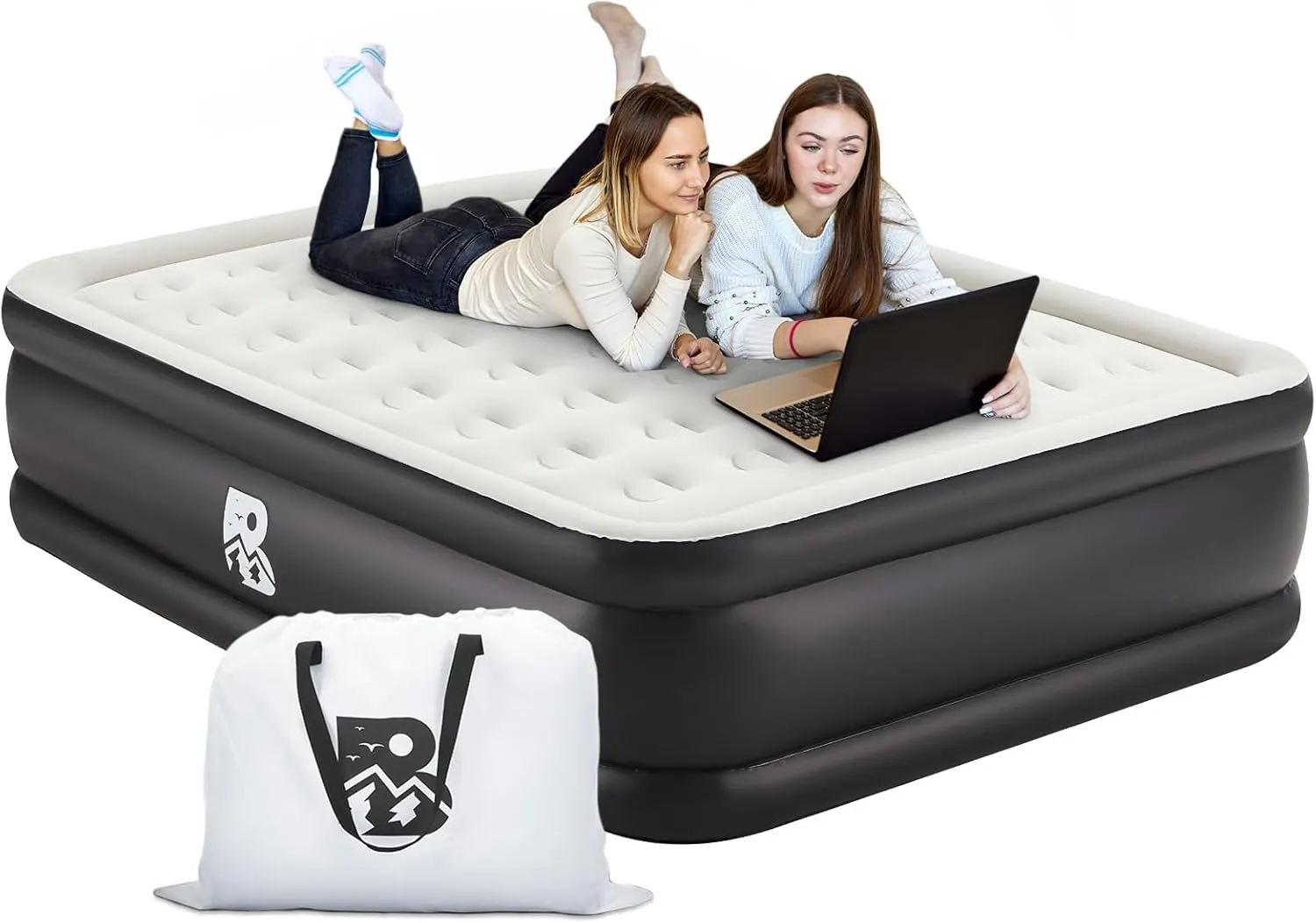 Full Size Air Mattress with Built-in Pump 18" Raised - 2-Min Set Up, No Odd Smell, 600 lb Support, Foldable Air Bed with Storage Bag, Perfect for Camping, Guests & Home Use
