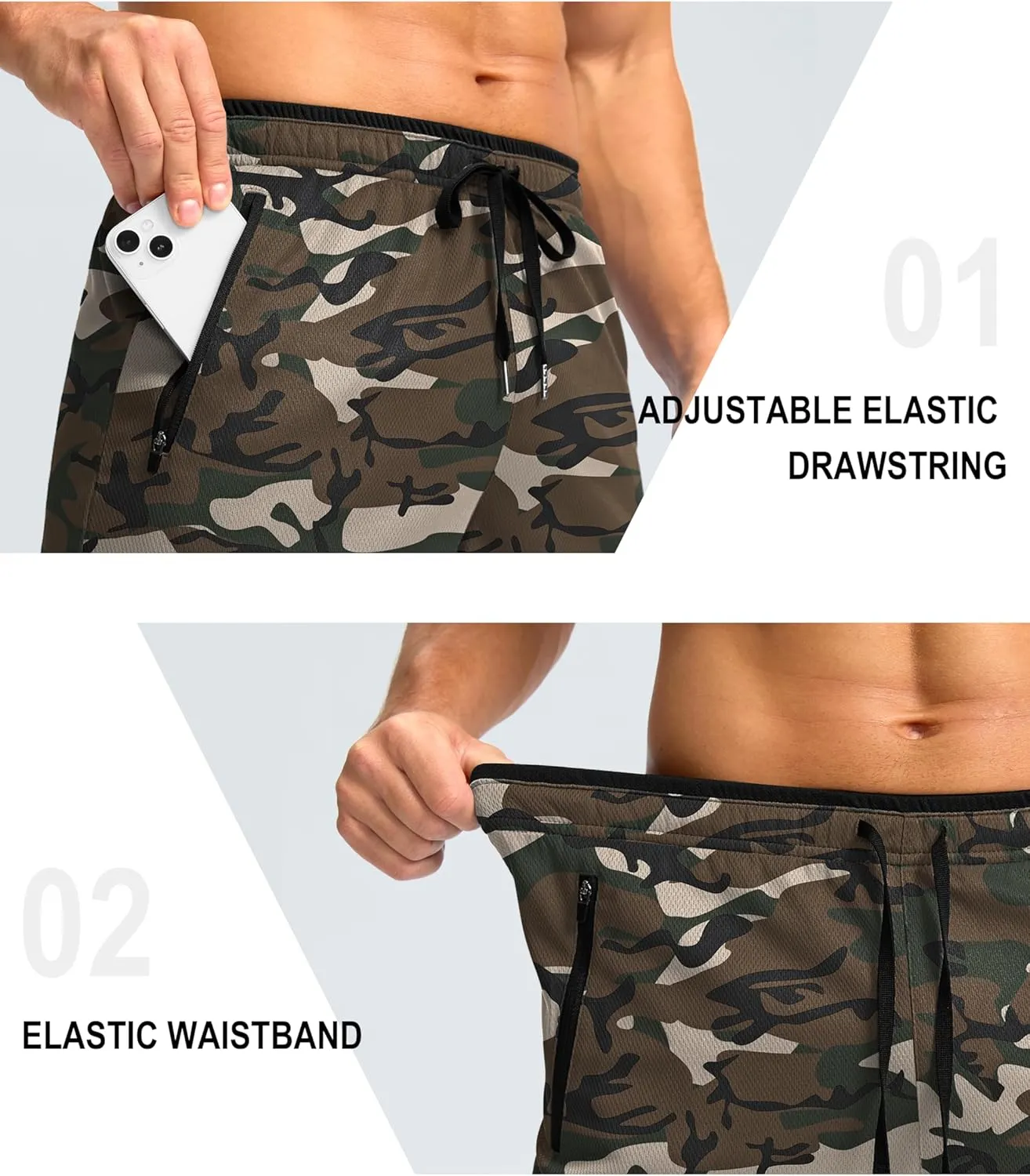 G Gradual Men's Gym Shorts wtih Zipper Pocket 9" Athletic Basketball Mesh Shorts for Men Workout Quick Dry Lightiweight