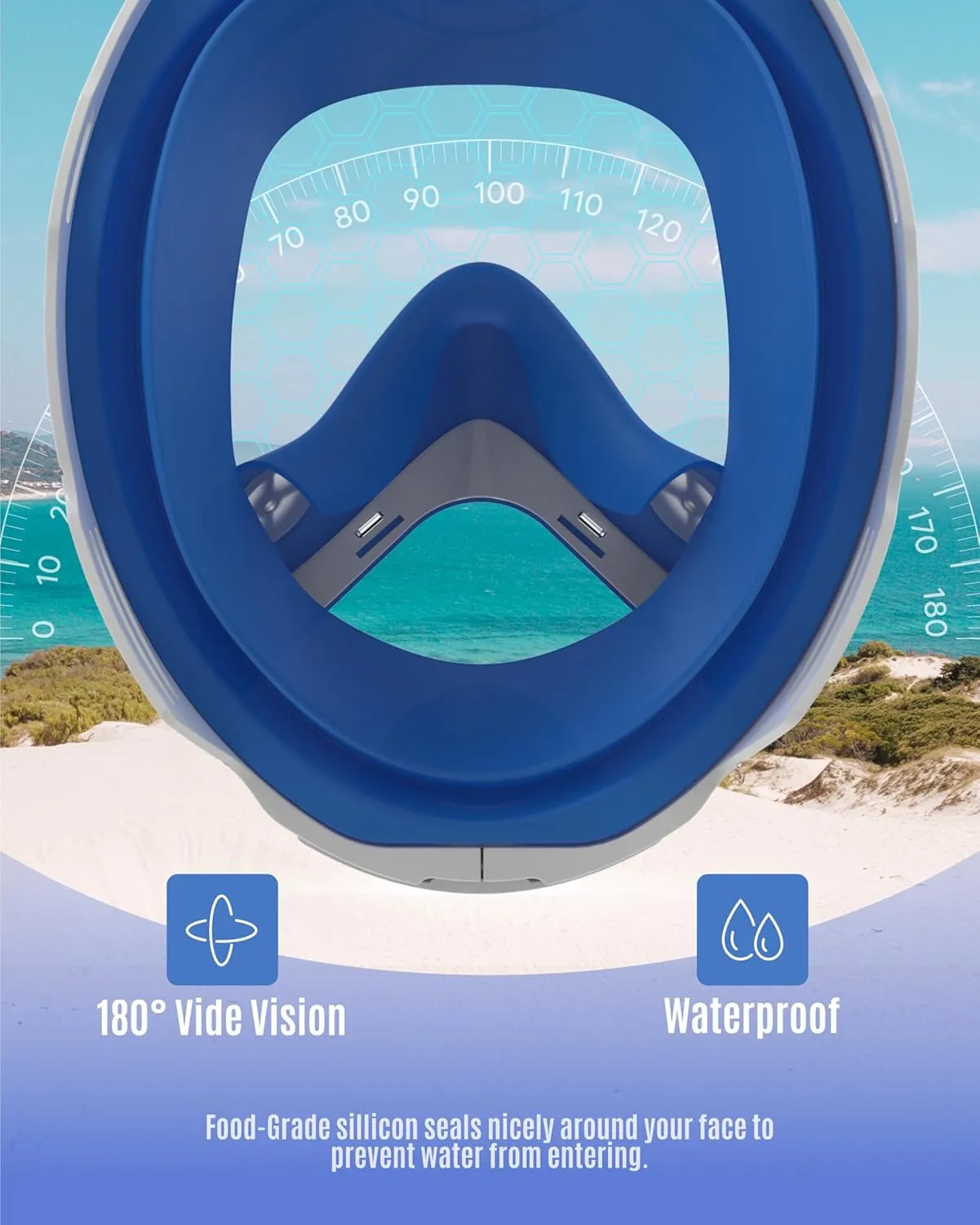 G2RISE Kids Snorkel Mask Full Face Snorkel Set, Snorkeling Gear for Kids with 180 Degree Panoramic View, Anti-Leak & Anti-Fog