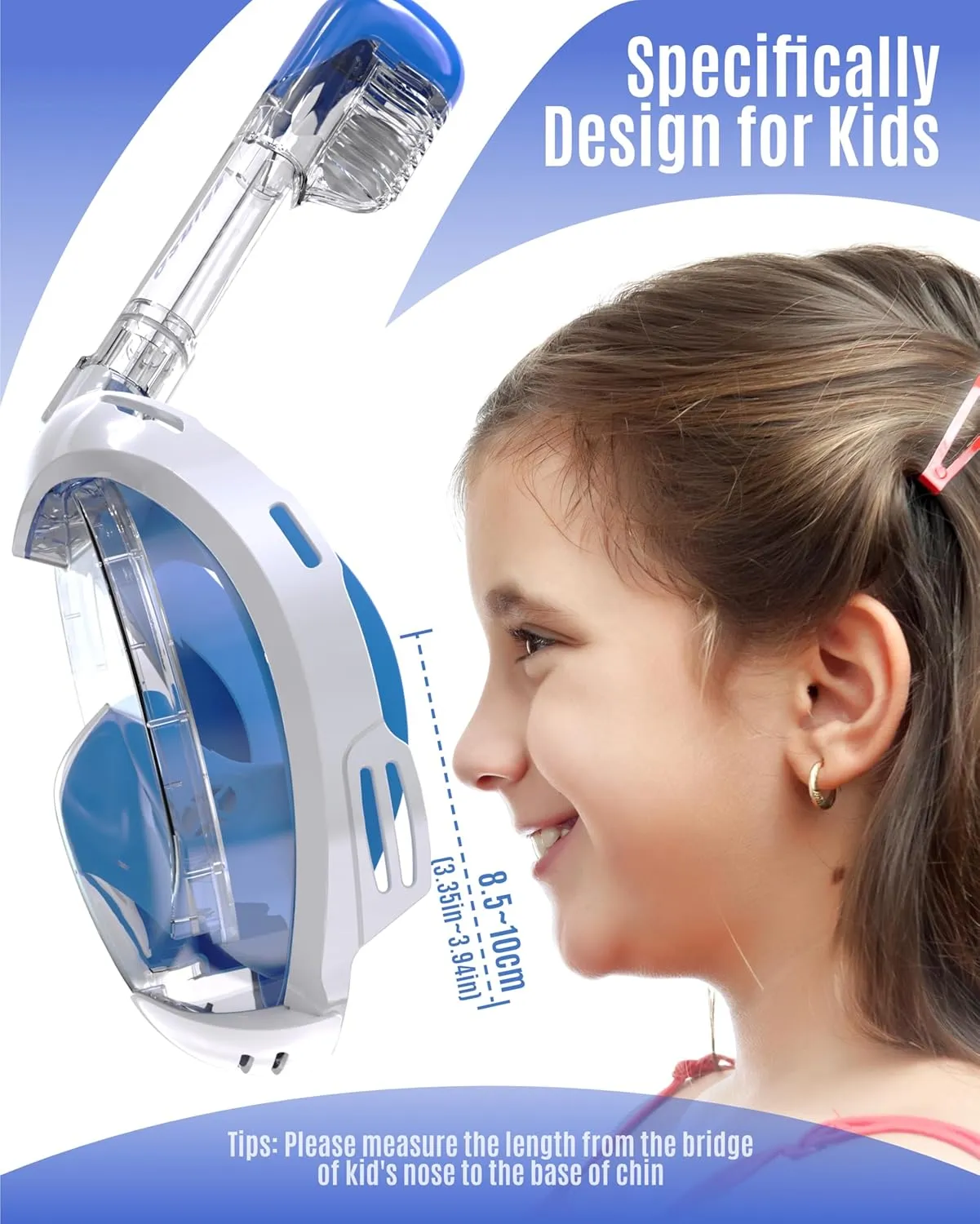 G2RISE Kids Snorkel Mask Full Face Snorkel Set, Snorkeling Gear for Kids with 180 Degree Panoramic View, Anti-Leak & Anti-Fog