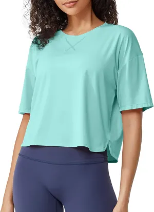 G4Free Lightweight Womens Workout Tops Loose Fit Short Sleeve Summer T Shirts Athletic Gym Tees Basic Yoga Shirts Casual