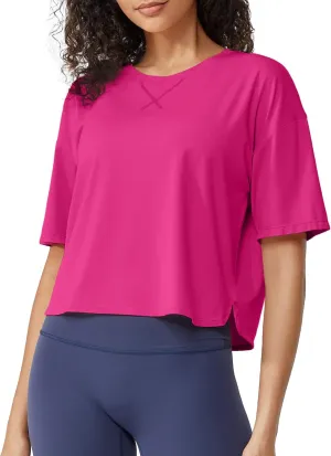 G4Free Lightweight Womens Workout Tops Loose Fit Short Sleeve Summer T Shirts Athletic Gym Tees Basic Yoga Shirts Casual