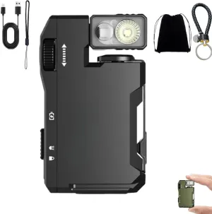 G5 Premium Pocket-Sized Mini RGB Flashlight, 400 Lumens Super Bright Rechargeable EDC Flattorch, Portable Magnetic Petite Flat Keychain Flashlight for Camping & Emergency (Black*1)