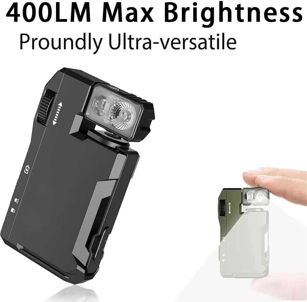 G5 Premium Pocket-Sized Mini RGB Flashlight, 400 Lumens Super Bright Rechargeable EDC Flattorch, Portable Magnetic Petite Flat Keychain Flashlight for Camping & Emergency (Black*1)
