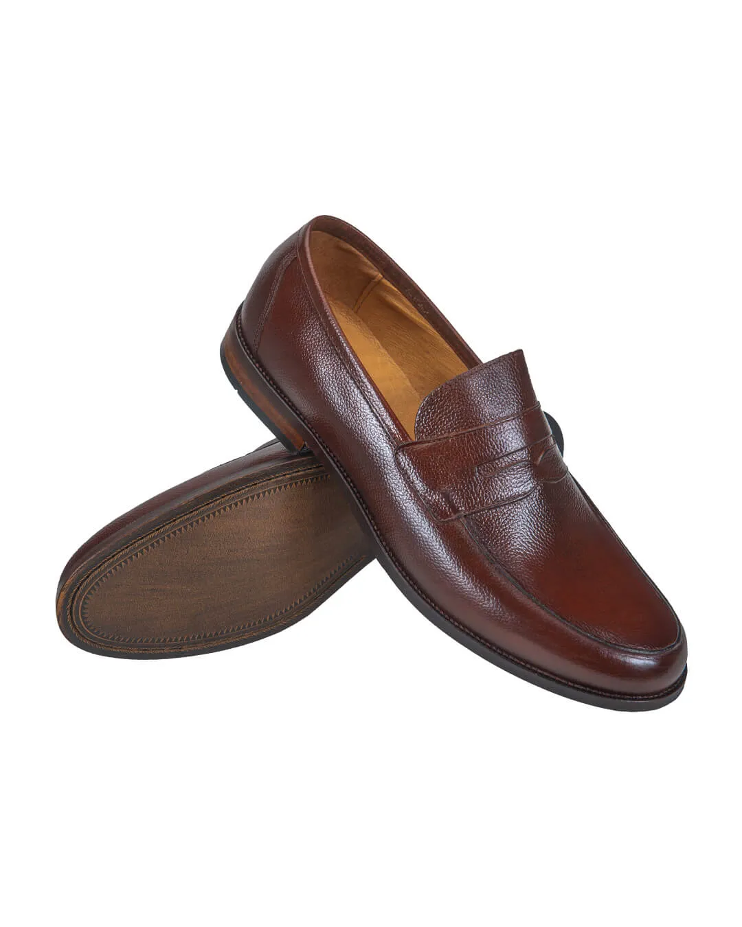Gagliardi Brown Leather Loafer Scotch Grain Leather