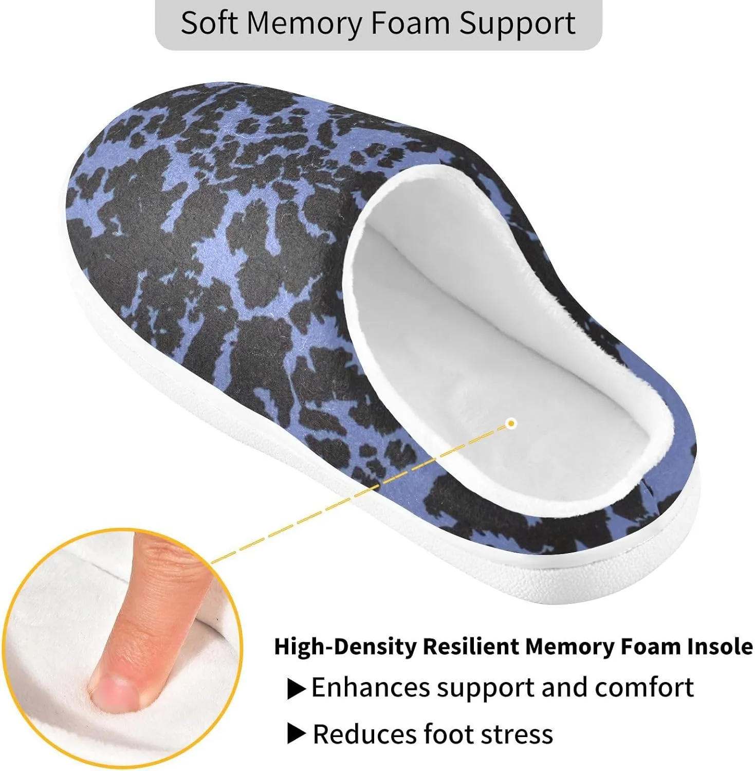 GAIGEO Slippers Women Simple Cute Cow Spots, Non Slip Slippers Women for Indoor Bedroom, Warm Winter House Shoes