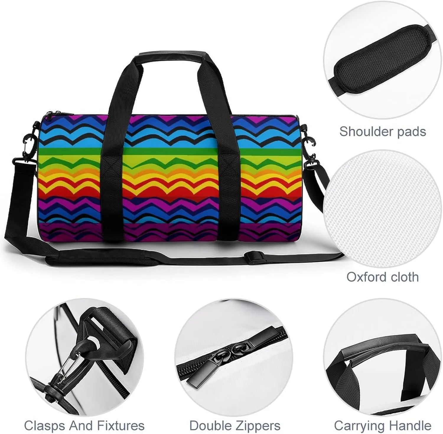 Gay Pride Rainbow Pattern Duffel Bag for Men Women Gym Bag Sports Small Overnight Bag for Travel Weekender