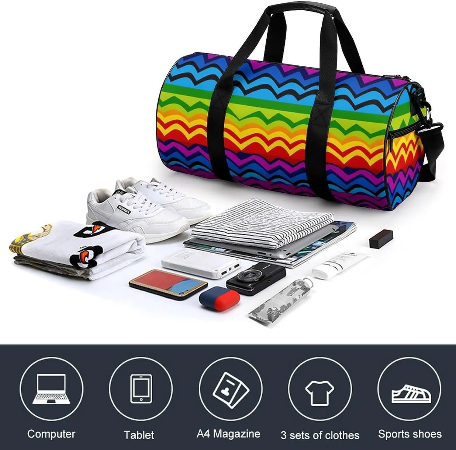 Gay Pride Rainbow Pattern Duffel Bag for Men Women Gym Bag Sports Small Overnight Bag for Travel Weekender