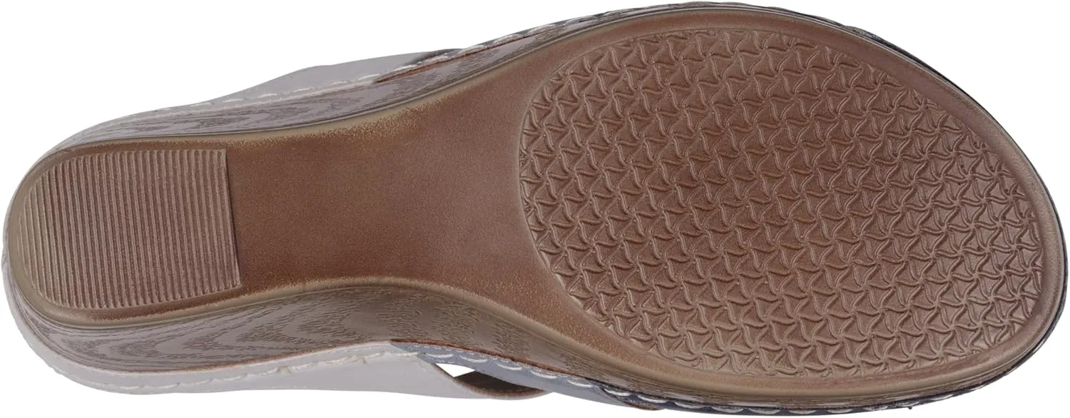 G.C. Shoes Women's Two-Tone Triple Band slip on wedge Sandals