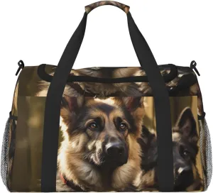 German Shepherd Travel Duffel Bag Lightweight Waterproof Carry On Tote Bag Foldable Weekender Overnight Bags Sport Gym Bag For Women Men