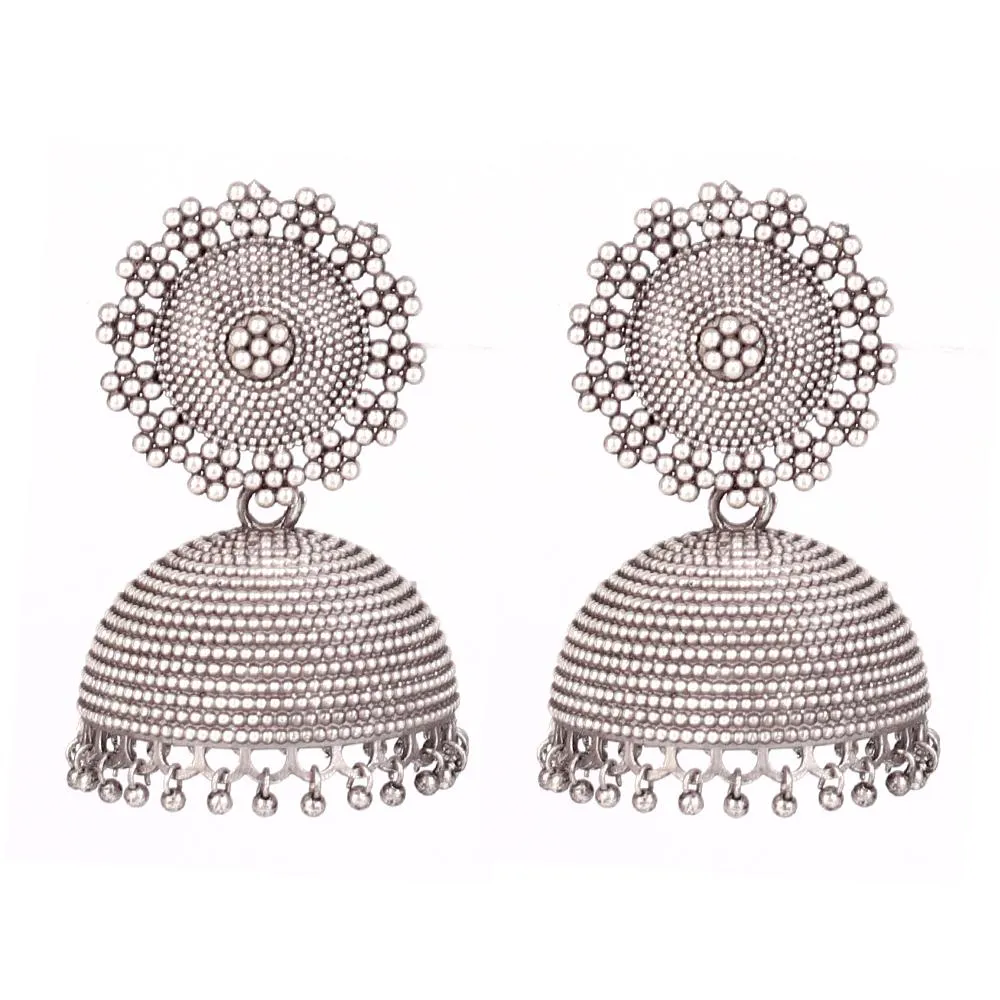 German Silver Oxidised Big Jhumkas